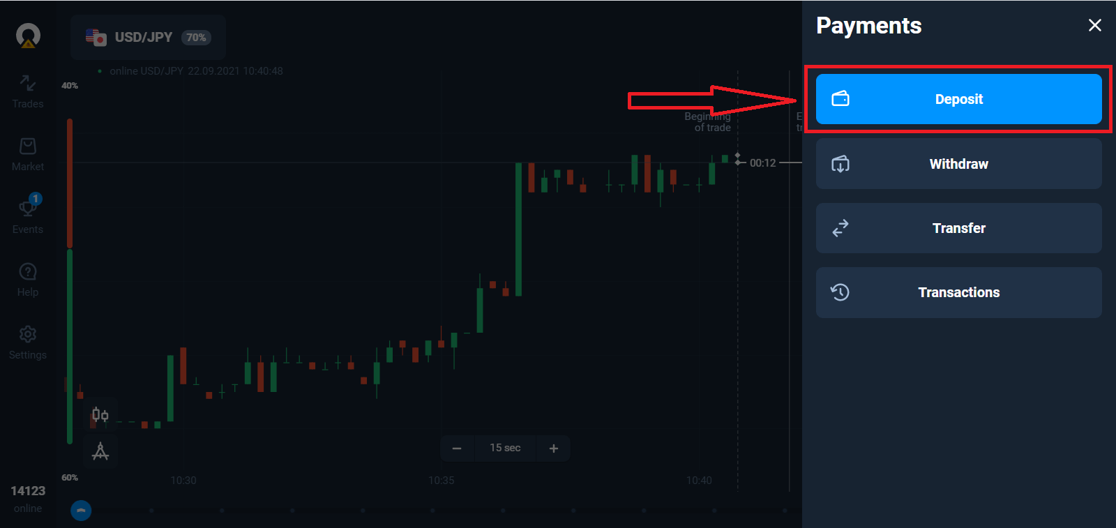 كيفية الإيداع والتداول في Olymptrade