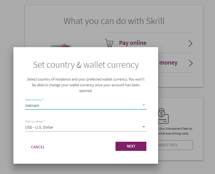 Cách gửi và rút tiền từ Olymptrade bằng Ví điện tử Skrill