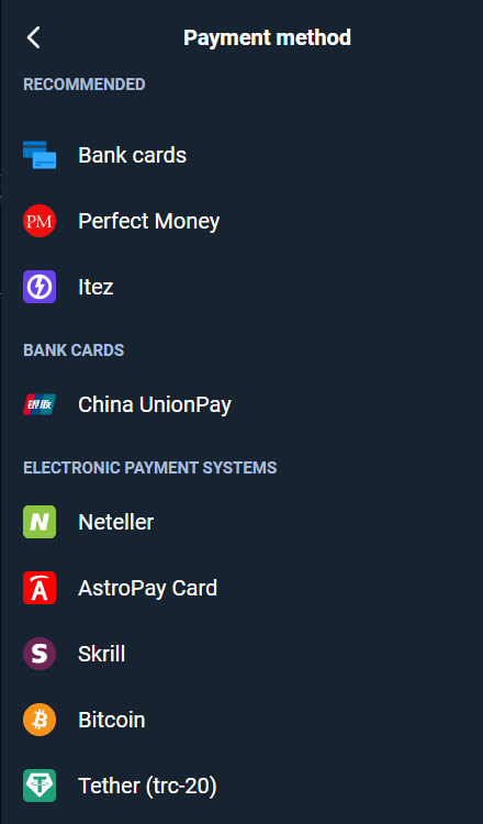 Jak vložit peníze do Olymptrade prostřednictvím bankovních karet (Visa, Mastercard, JCB, Discover Card)