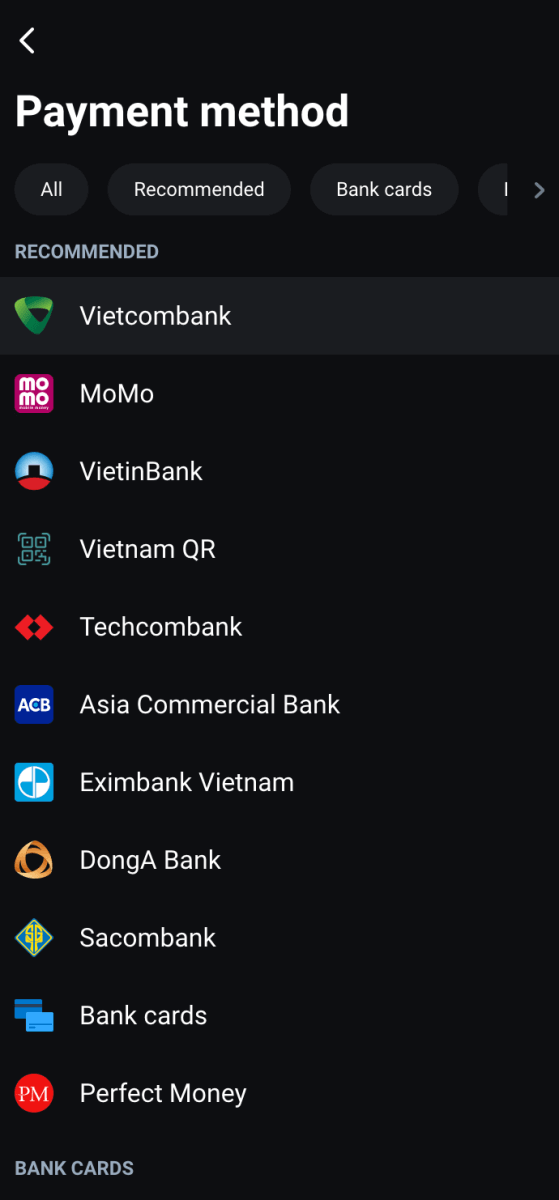 Cara Menyetor Uang di Olymptrade melalui Transfer Bank