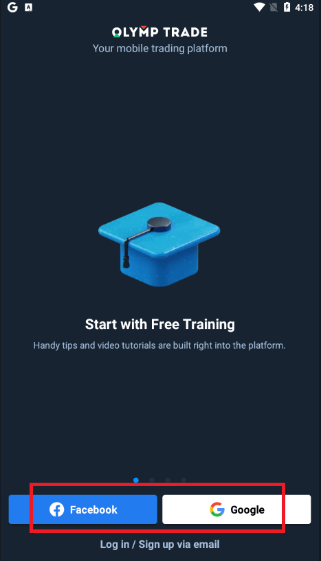 How to Login and start Trading at Olymptrade