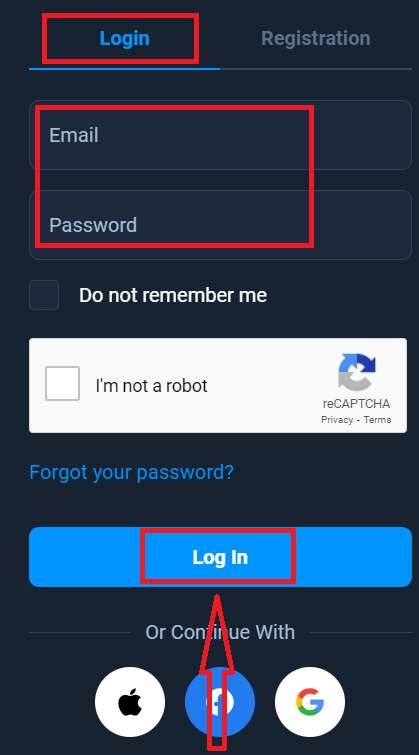 Como registrar e fazer login na conta no Olymptrade