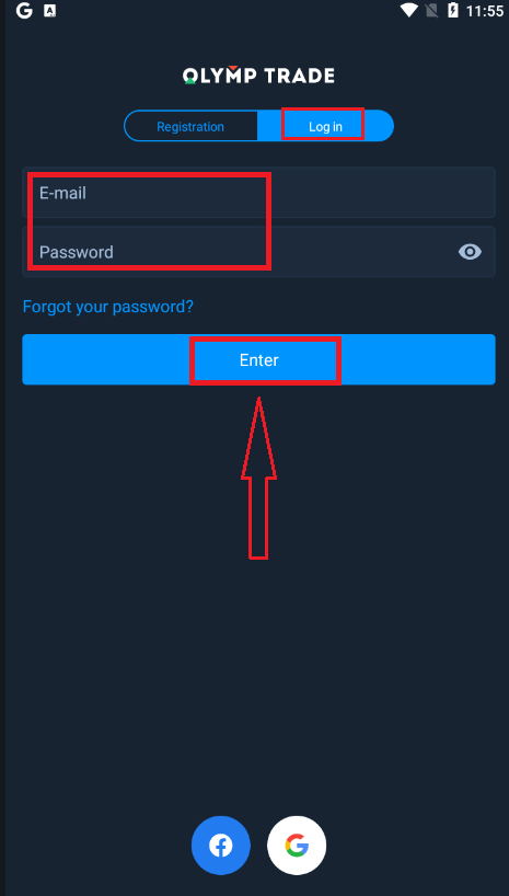 Como registrar e fazer login na conta no Olymptrade