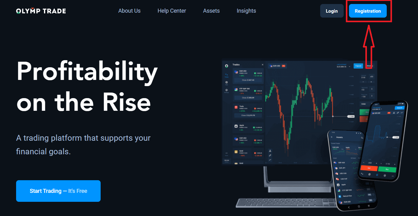 Como registrar e fazer login na conta no Olymptrade