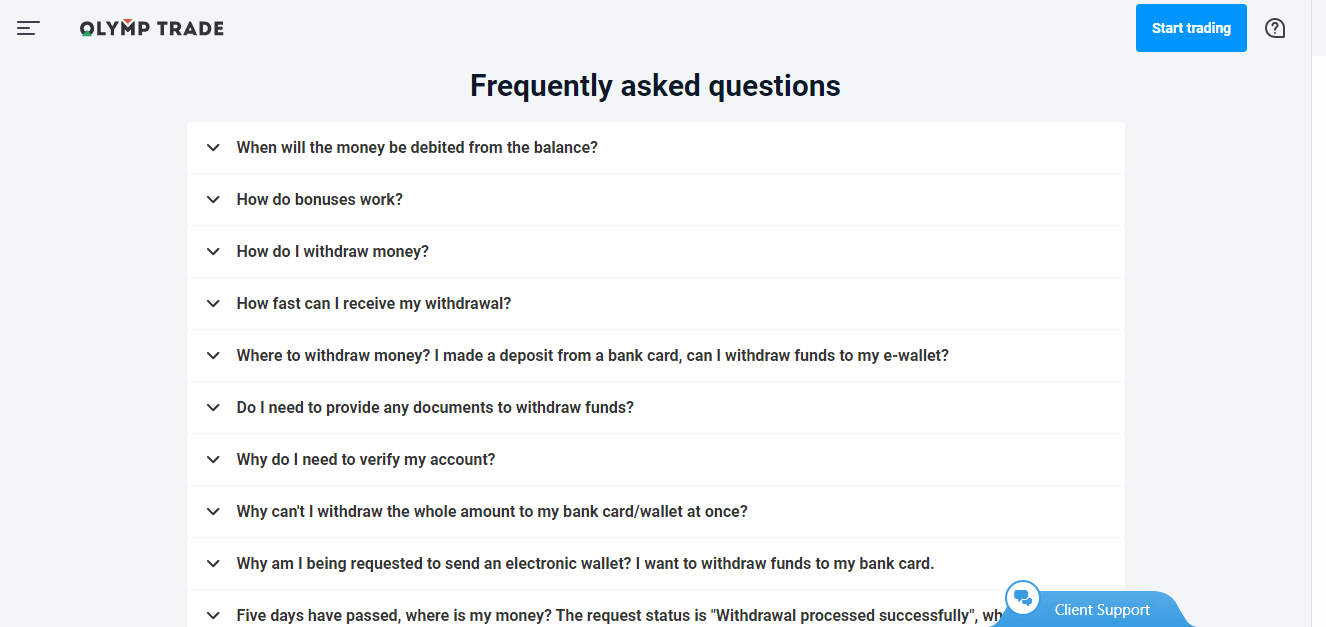 Como acelerar suas retiradas na Olymptrade