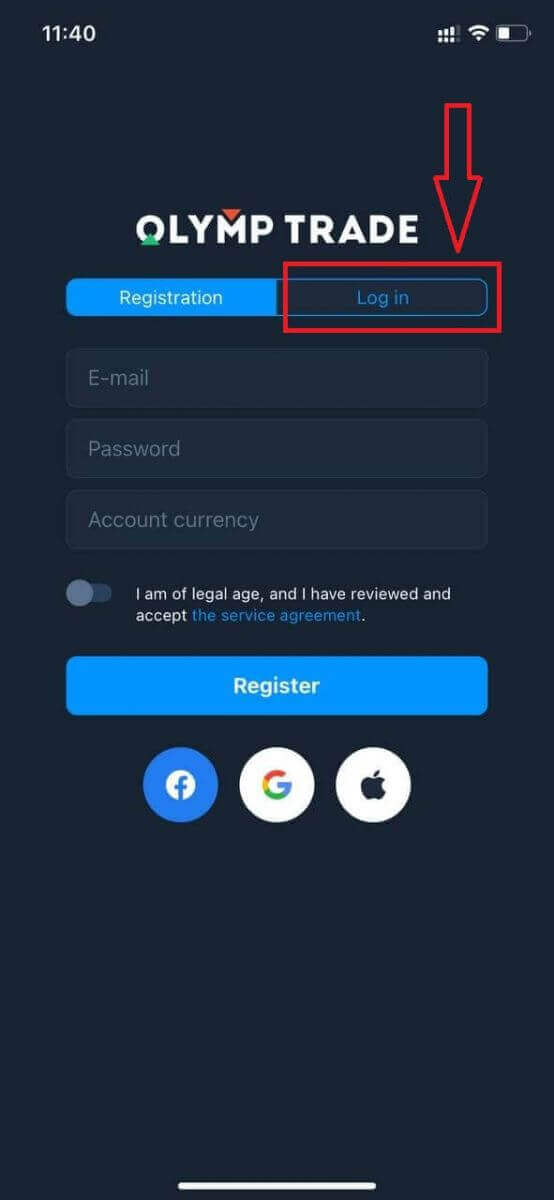 Olymptrade login og kontobekræftelsesproces