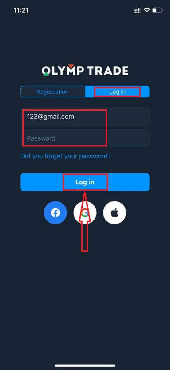 Olymptrade login og kontobekræftelsesproces