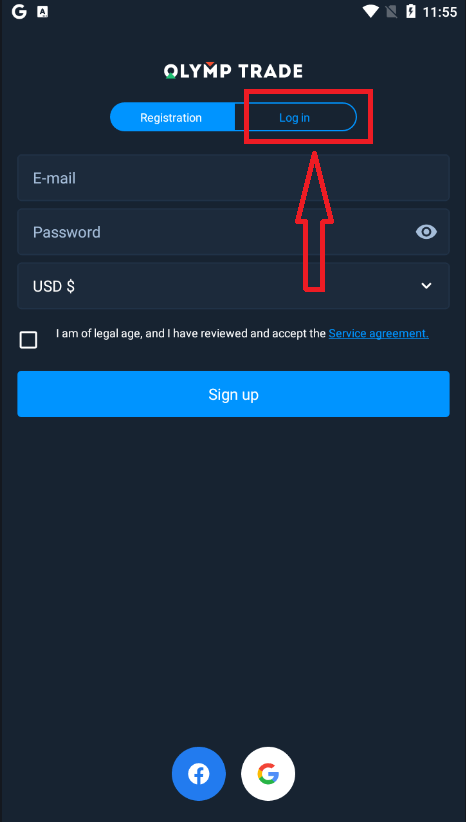 Olymptrade login og kontobekræftelsesproces